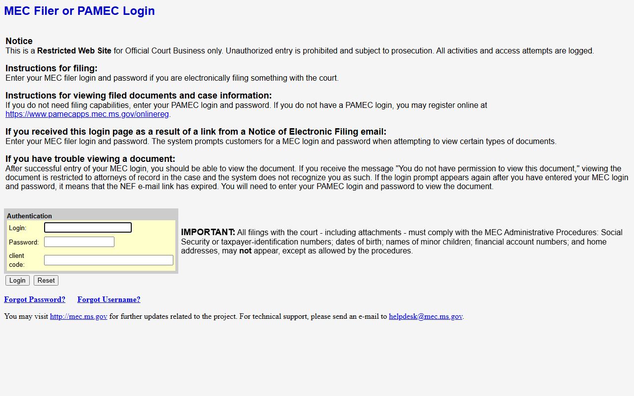 Washington County Circuit Court electronic records login page