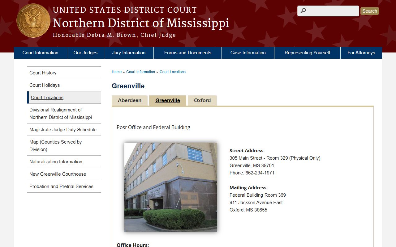 Northern District federal court location page for Washington County Circuit Court area