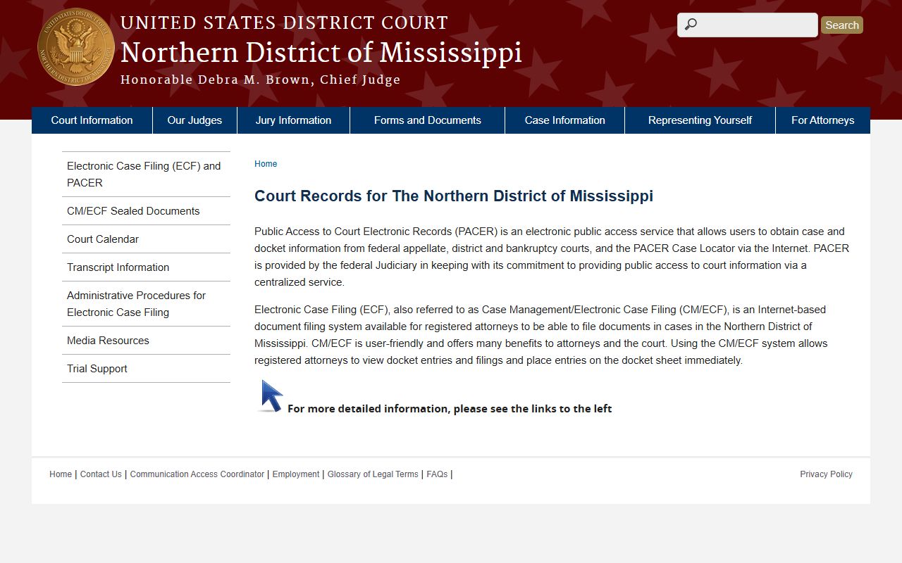 Northern District case information page distinct from Washington County Circuit Court records