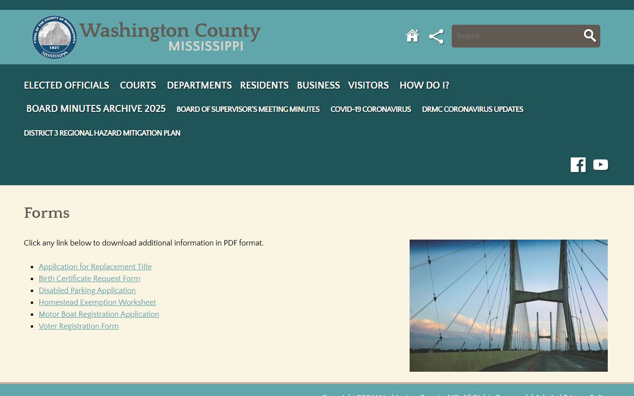 Washington County forms page used for court records requests