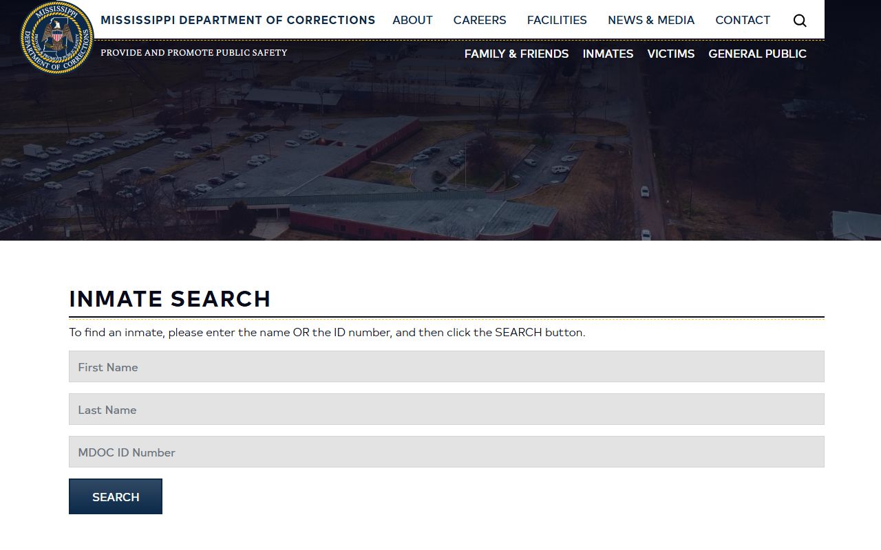 MDOC inmate search page used for Washington County state inmate records