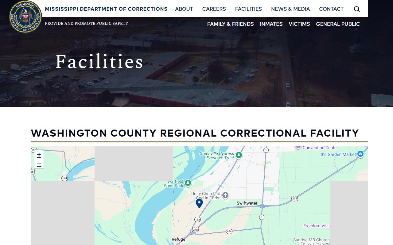 MDOC page for the Washington County Regional Correctional Facility inmate records